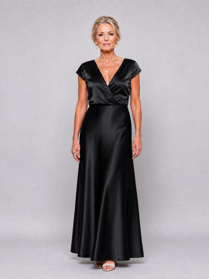 SAMOUSE | MAXIKLEID MIT KAPPUZELÄRMELN UND WICKELOBERTEIL