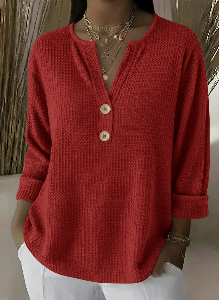 LUCINDA | HENLEY-OBERTEIL MIT KNOPFLEISTE