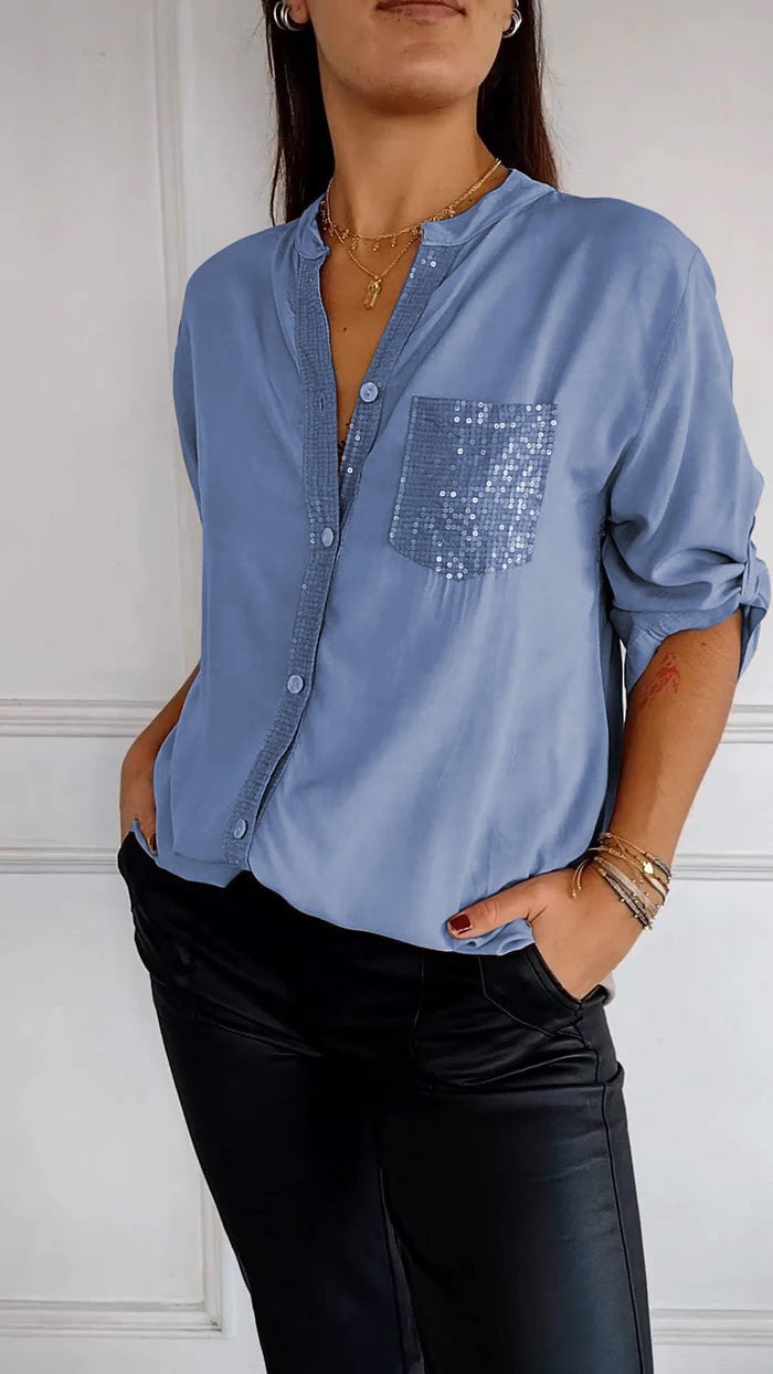 VERITY | BUTTON-UP-HEMD MIT PAILLETTENBESATZ