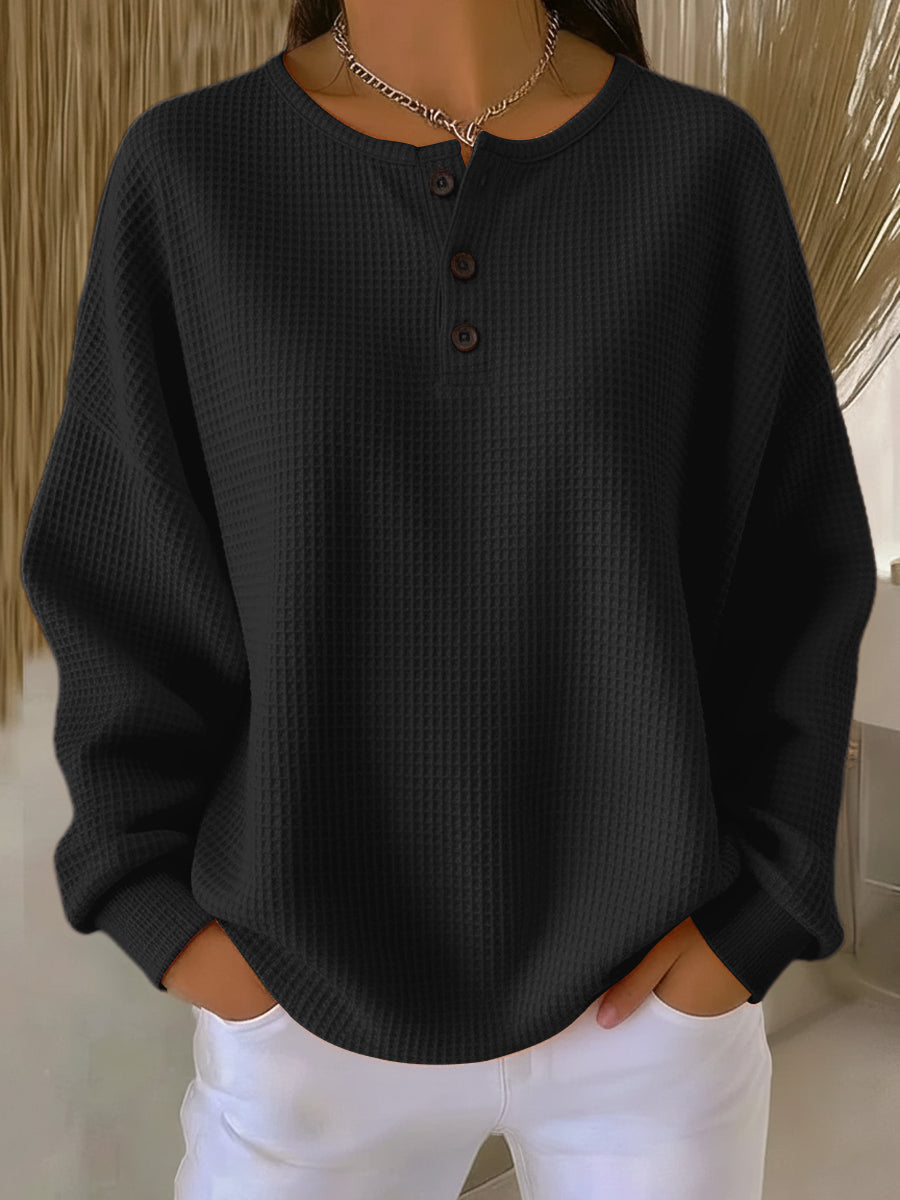 MIRABEL | GEMÜTLICHES WAFFEL-HENLEY-SWEATSHIRT