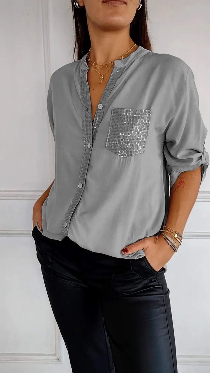 VERITY | BUTTON-UP-HEMD MIT PAILLETTENBESATZ