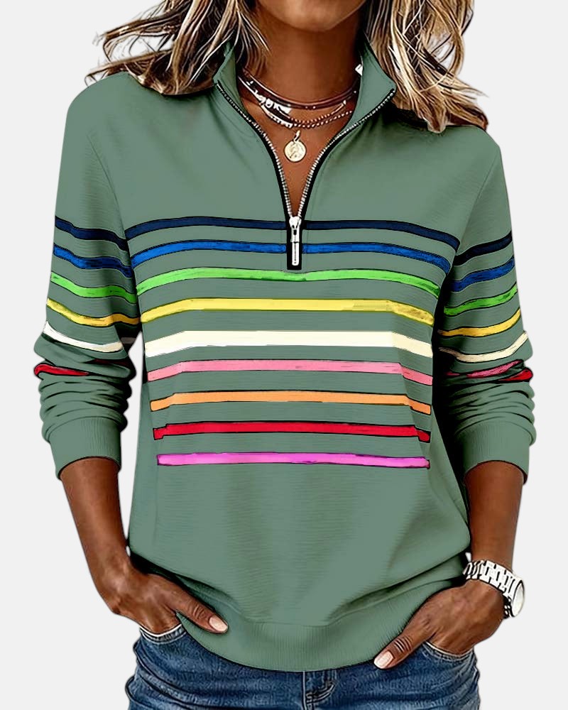 SERENELLE | REGENBOGEN-GESTREIFTES ZIP-SWEATSHIRT