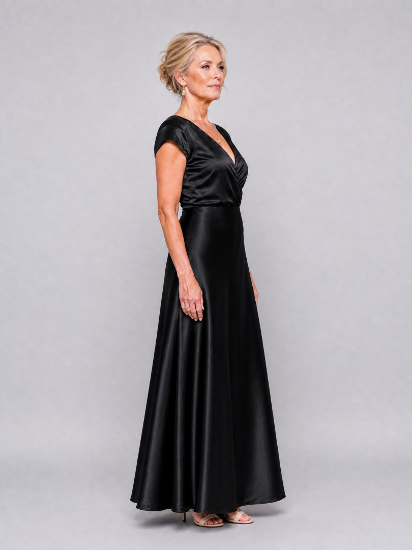 SAMOUSE | MAXIKLEID MIT KAPPUZELÄRMELN UND WICKELOBERTEIL