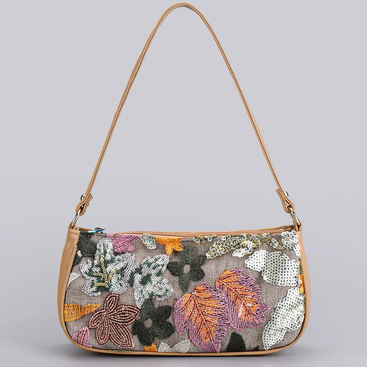 AUTUMNMEADOW | SCHULTERTASCHE MIT BLUMENPAILLETTEN