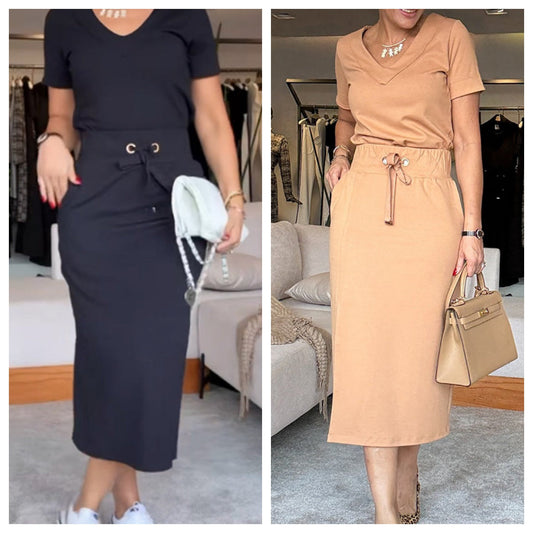 CECILY | V-NECK-OBERTEIL & ROCK-SET