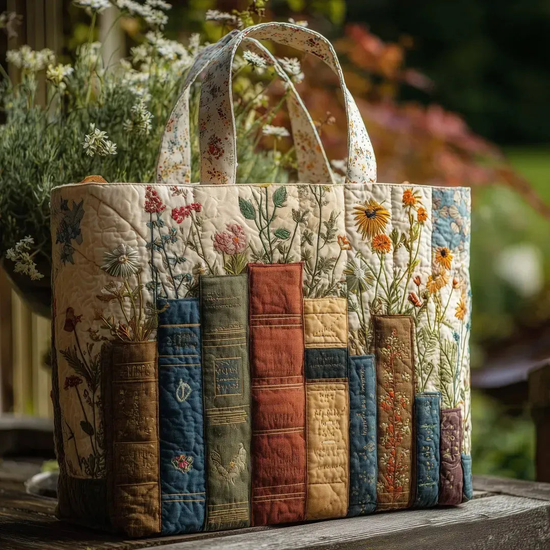 EMMA | HANDGEFERTIGTE TASCHE: BÜCHER UND BLUMEN