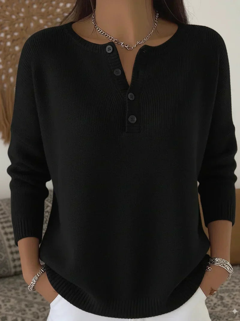 HELENA | HENLEY-STRICKPULLOVER MIT KNOPFLEISTE