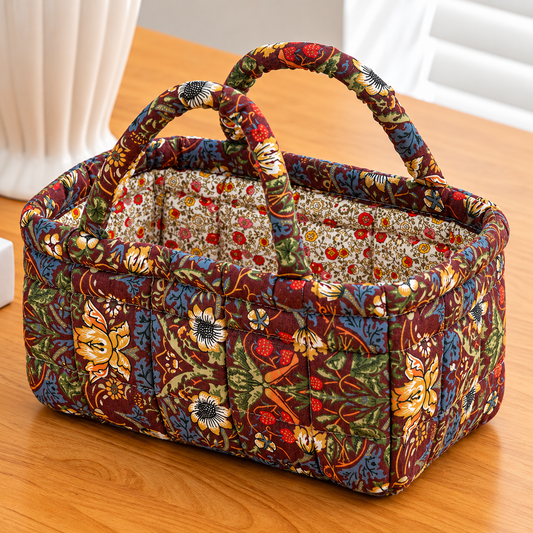 AUTUMNBLOOM | GESTEPPTER AUFBEWAHRUNGSKORB MIT HERITAGE-BLUMENMUSTER