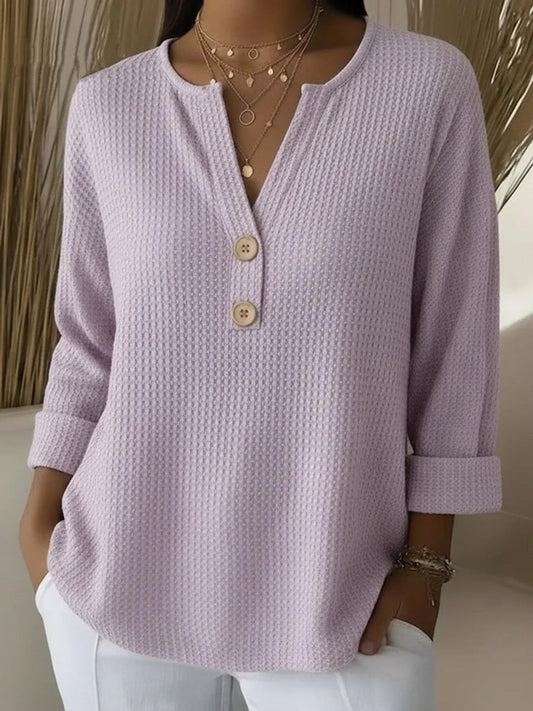 LUCINDA | HENLEY-OBERTEIL MIT KNOPFLEISTE