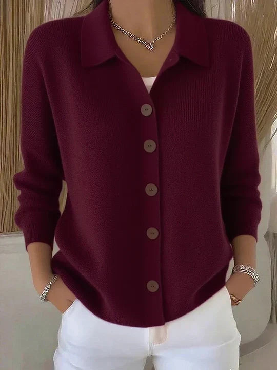 JOSEPHINE | STRICKJACKE MIT KRAGEN UND KNOPFLEISTE