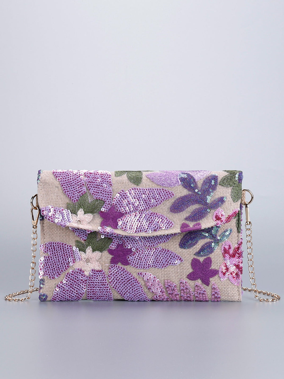 LILACBLOOM | FLORALE PAILLETTEN-CLUTCH-UMHÄNGETASCHE