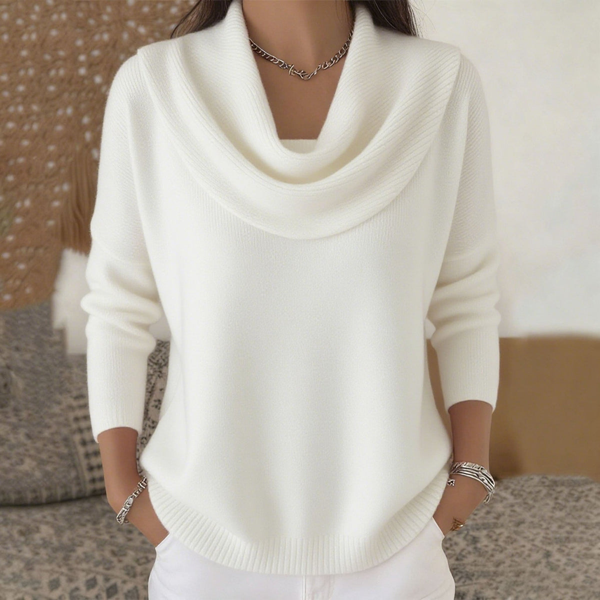 JULIETTE | PULLOVER MIT WASSERFALLAUSSCHNITT
