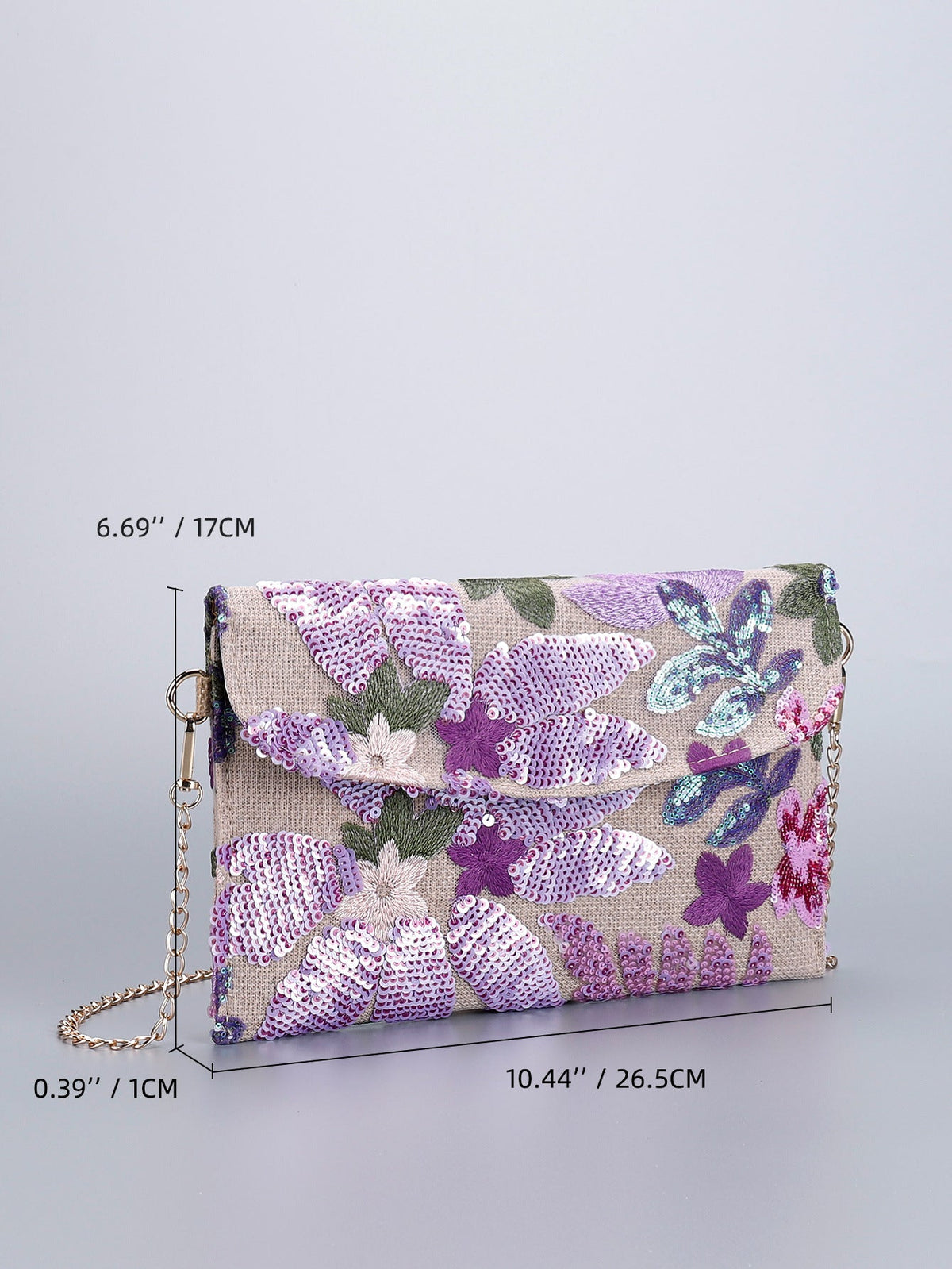 LILACBLOOM | FLORALE PAILLETTEN-CLUTCH-UMHÄNGETASCHE
