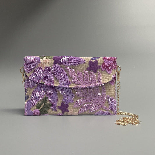 LILACBLOOM | FLORALE PAILLETTEN-CLUTCH-UMHÄNGETASCHE