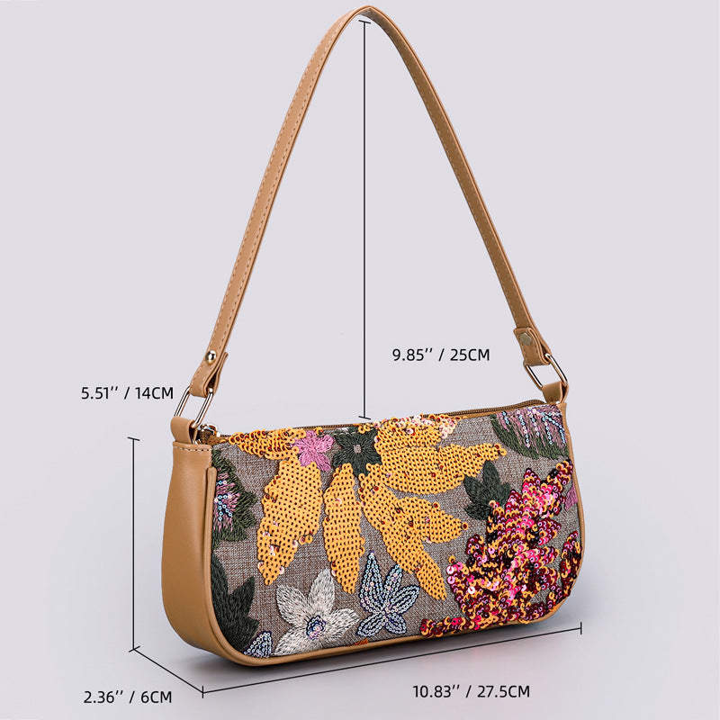 HARVESTBLOOM | SCHULTERTASCHE MIT BLUMEN-PAILLETTEN