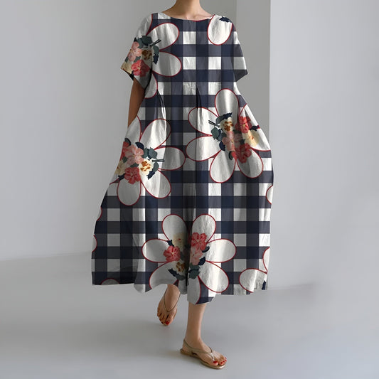 MEERI | KÜNSTLERISCHES MAXIKLEID MIT VINTAGE-BLUMENMUSTER UND MÜHELOSER ELEGANZ
