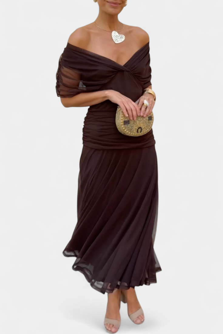 PENELOPE | LANGES BLUMIGES V-AUSSCHNITT-KLEID