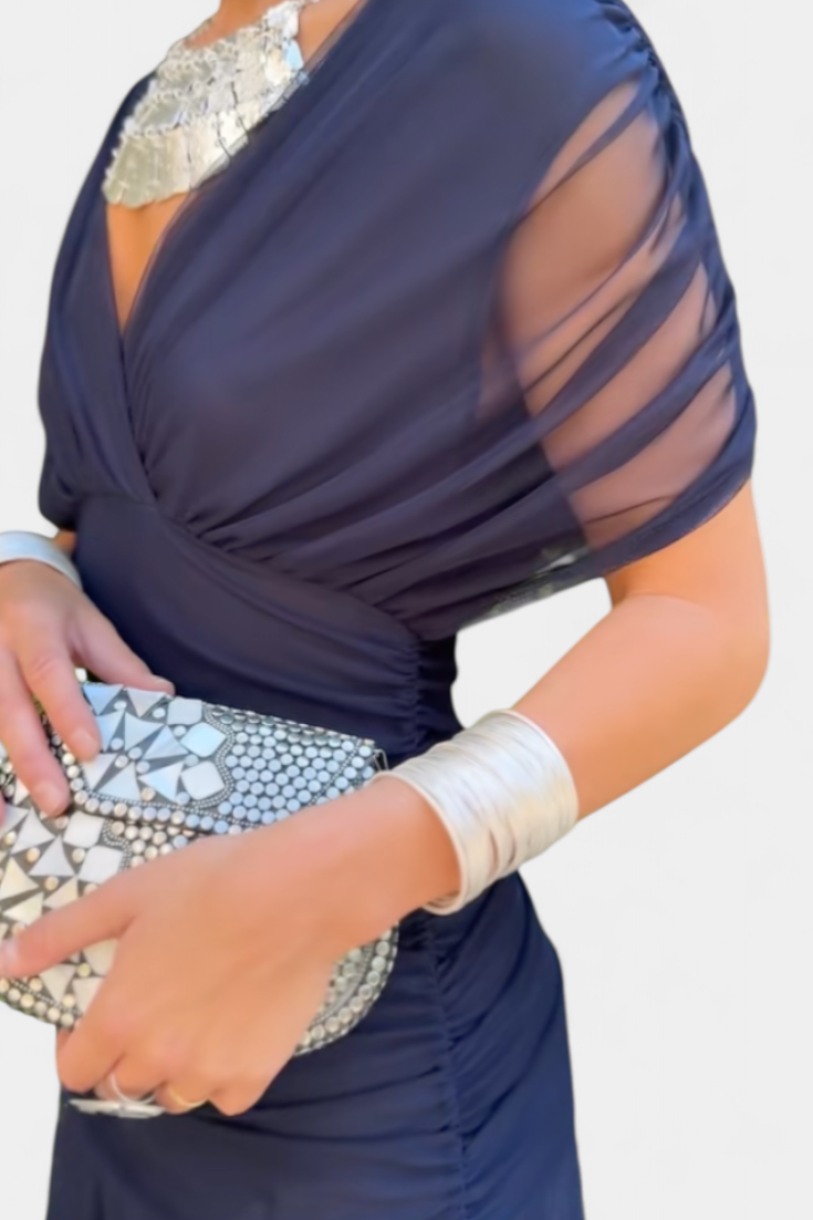 PENELOPE | LANGES BLUMIGES V-AUSSCHNITT-KLEID