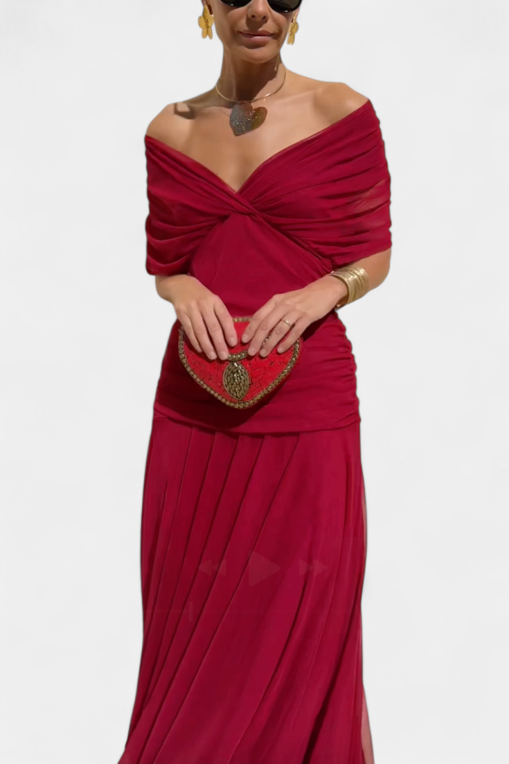 PENELOPE | LANGES BLUMIGES V-AUSSCHNITT-KLEID