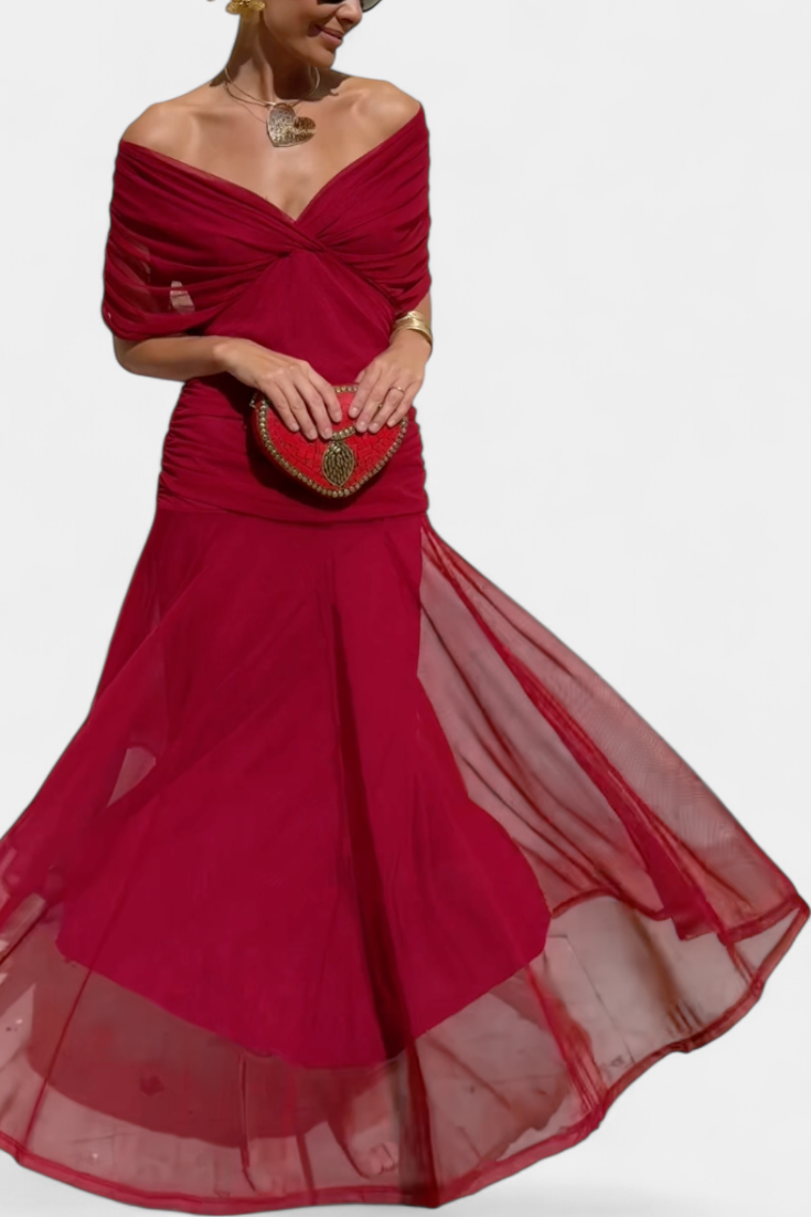 PENELOPE | LANGES BLUMIGES V-AUSSCHNITT-KLEID