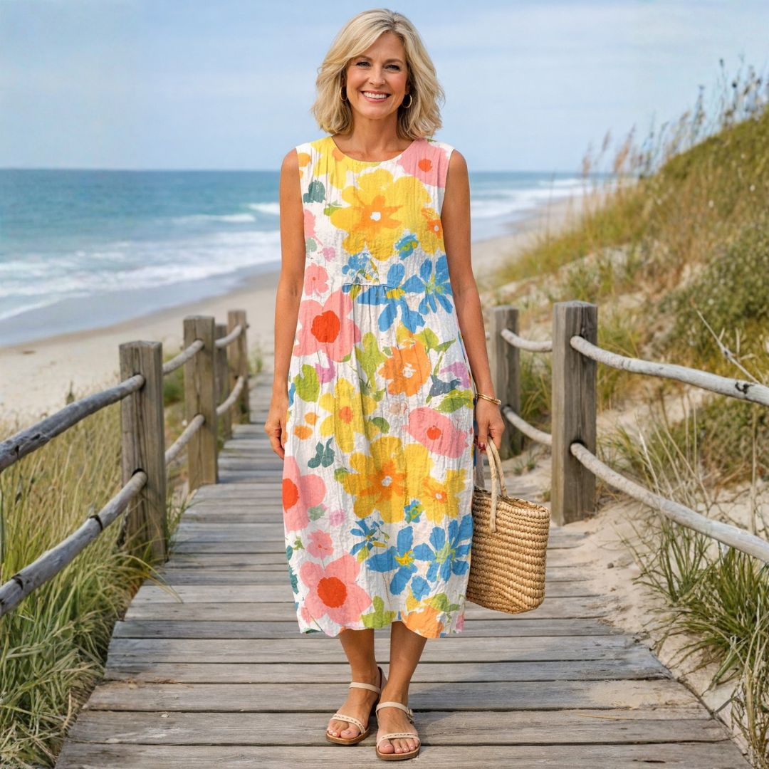 ELLA | FLORALES MIDI-KLEID IN PASTELLFARBEN