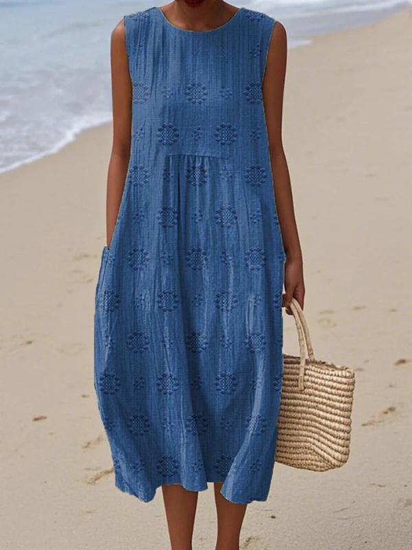 ROSE | BESTICKTES MIDI-KLEID