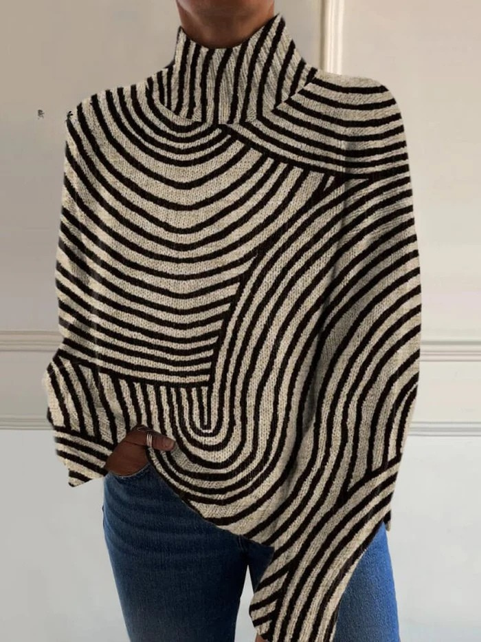 AINSLEY | HANDGEZEICHNETER ROLLKRAGENPULLOVER MIT LINIENDESIGN
