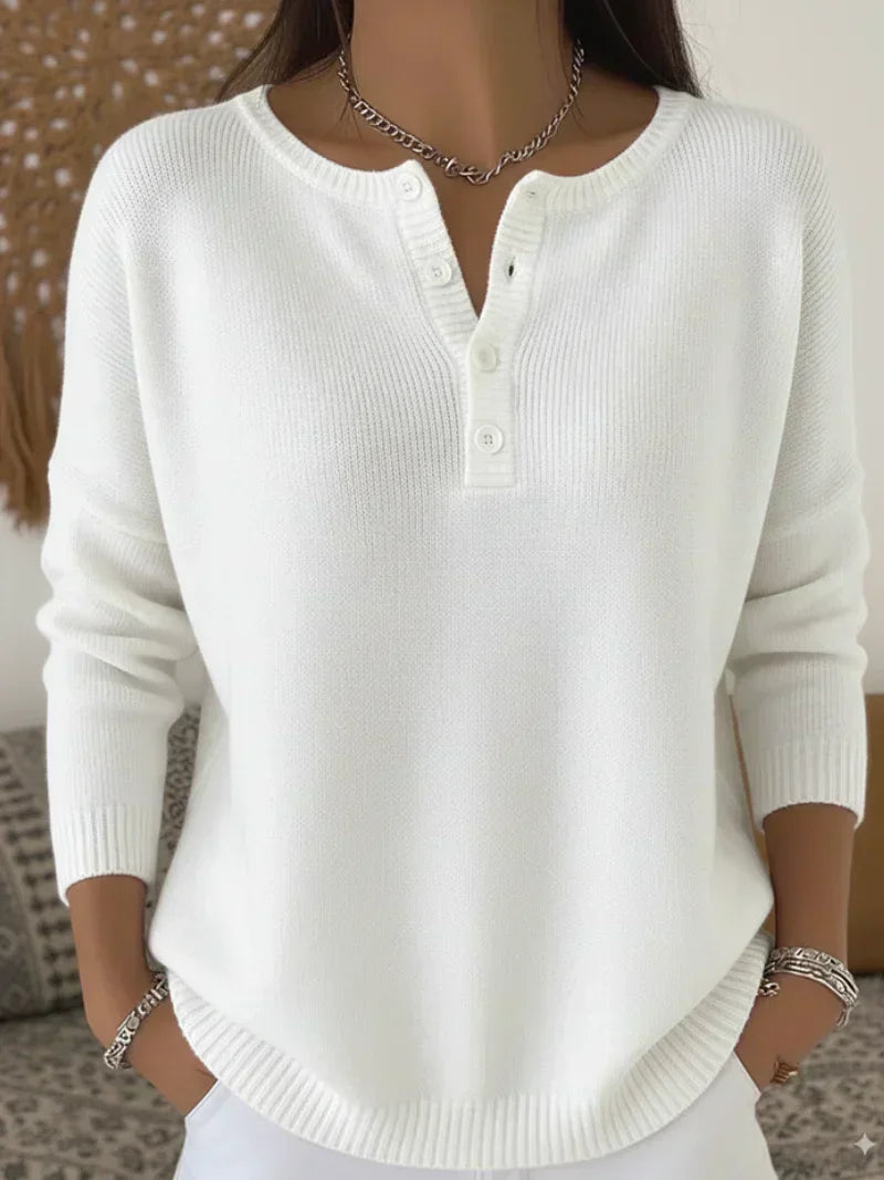 HELENA | HENLEY-STRICKPULLOVER MIT KNOPFLEISTE