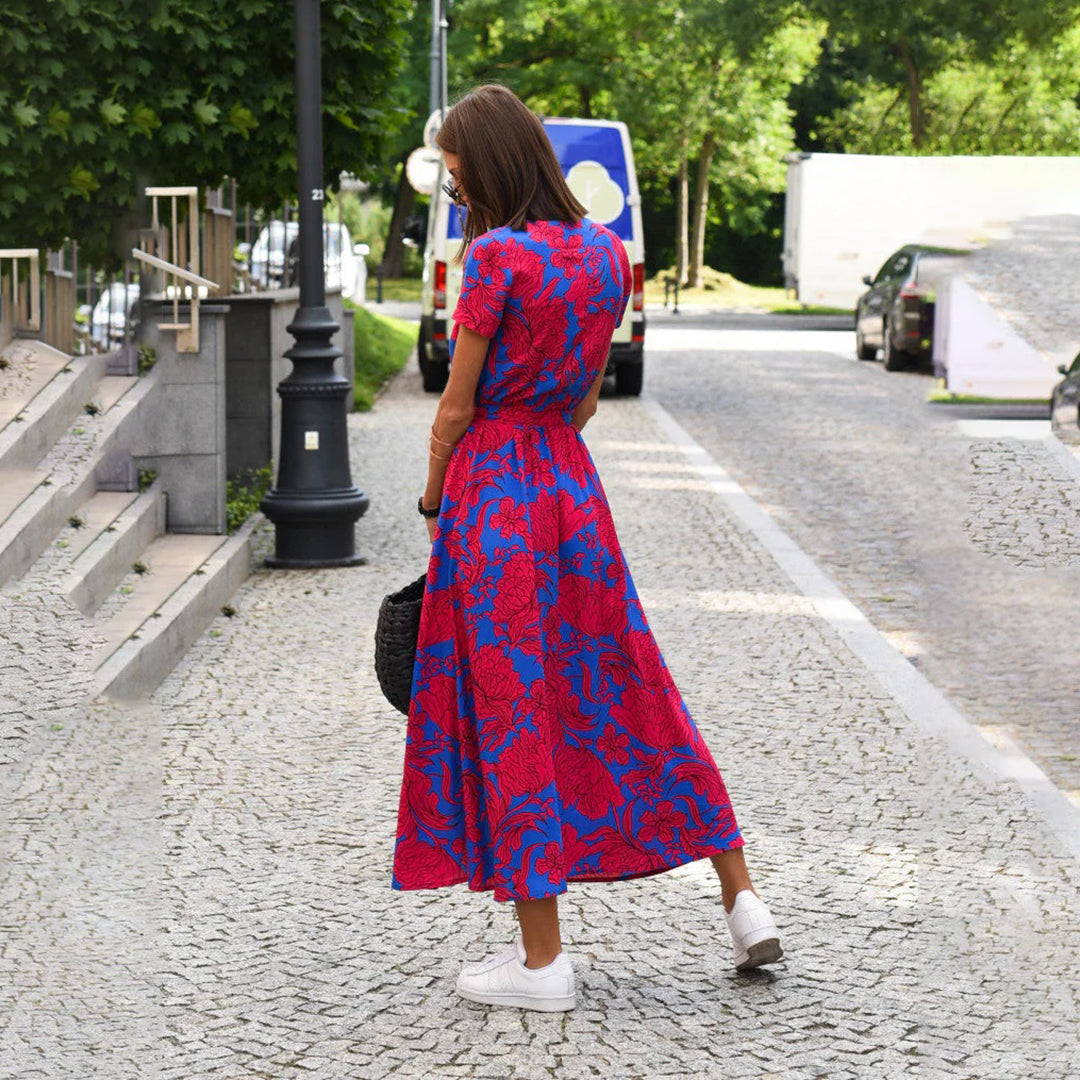 DEBORAH | KURZARM-WICKELKLEID IN MIDI-LÄNGE MIT BLUMENMUSTER