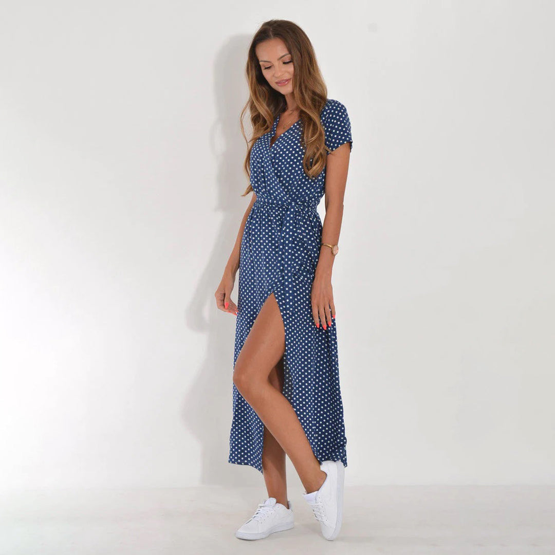 DEBORAH | KURZARM-WICKELKLEID IN MIDI-LÄNGE MIT BLUMENMUSTER