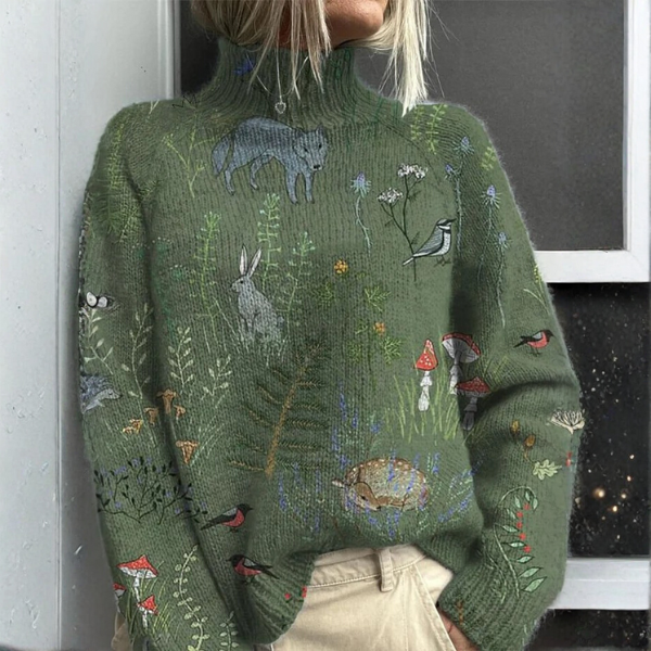 ZARA | WARMER ROLLKRAGENPULLOVER MIT BLUMENMUSTER