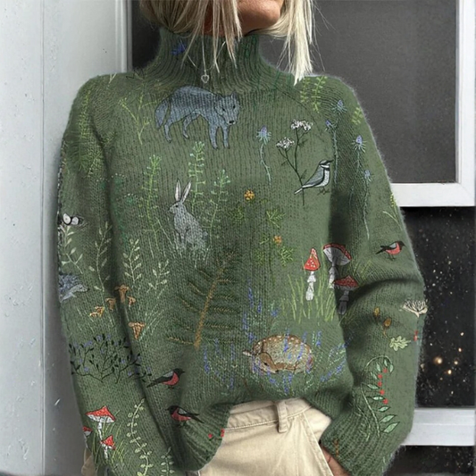 ZARA | WARMER ROLLKRAGENPULLOVER MIT BLUMENMUSTER