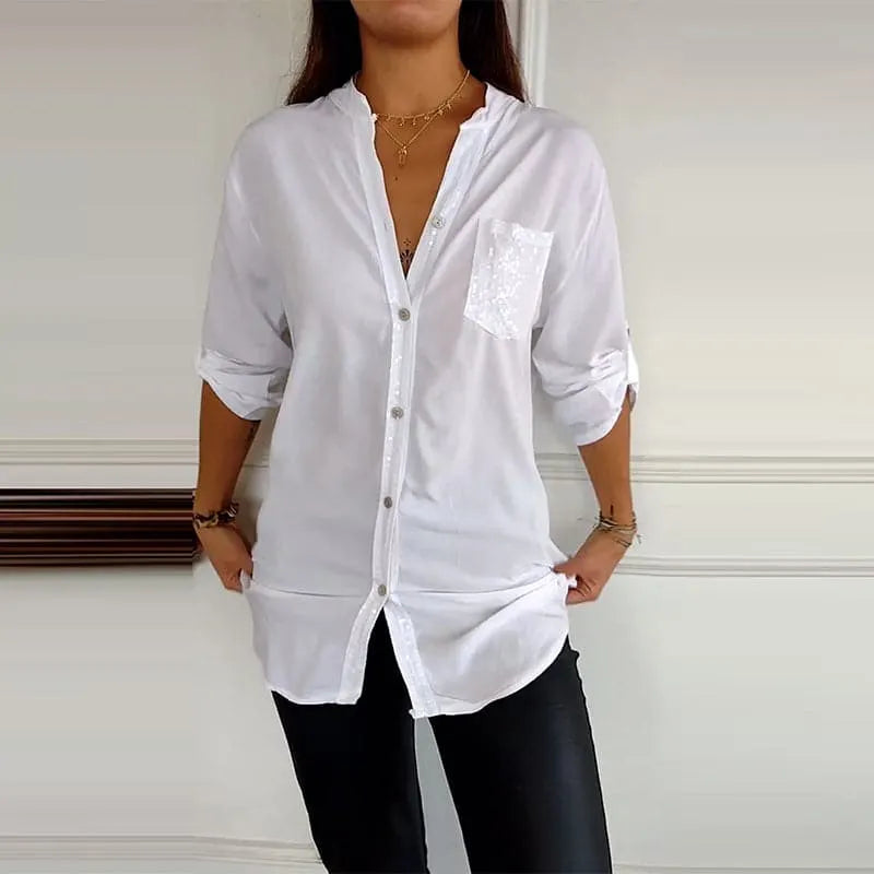 VERITY | BUTTON-UP-HEMD MIT PAILLETTENBESATZ