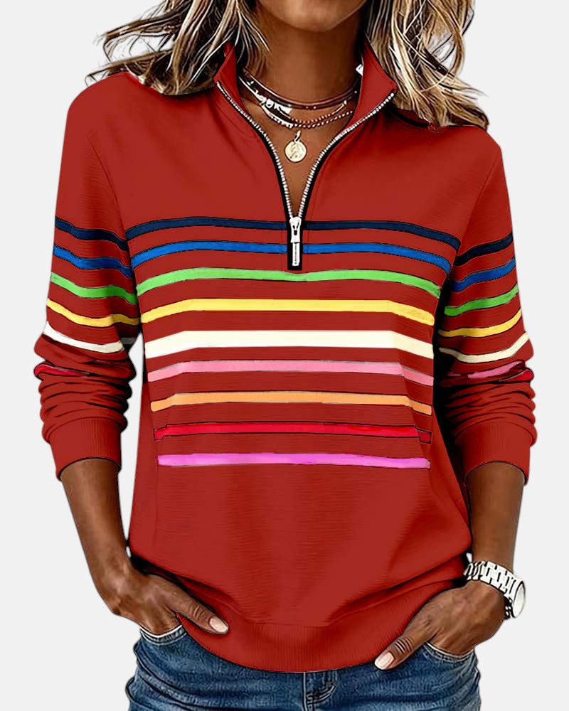 SERENELLE | REGENBOGEN-GESTREIFTES ZIP-SWEATSHIRT