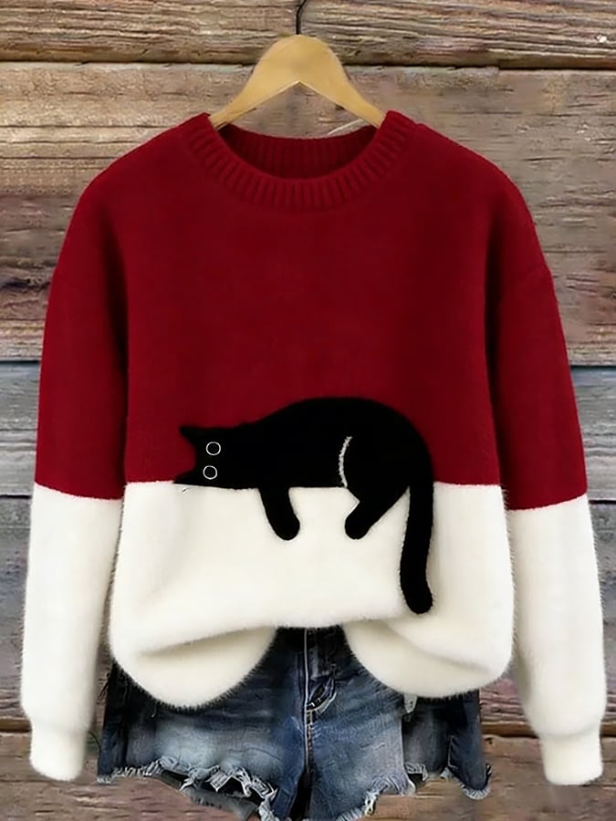 KIRSTEN | ELEGANTES SWEATSHIRT MIT KATZEN-PRINT
