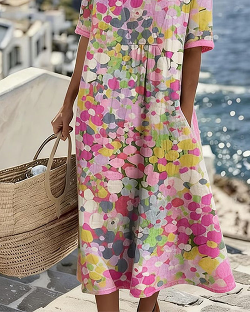 FLEURÉ | LUFTIGES MIDI-KLEID MIT BLUMENPRINT