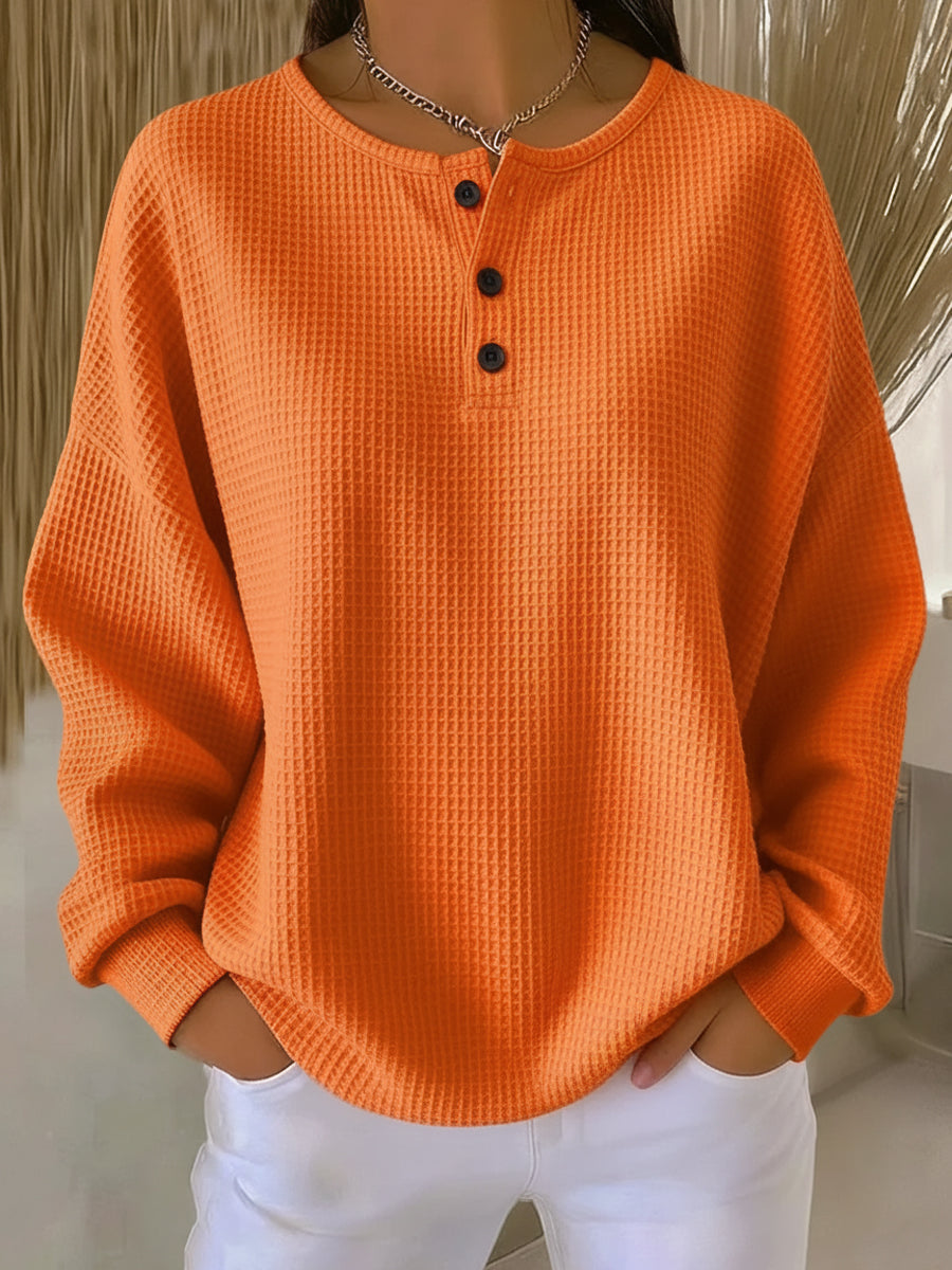 MIRABEL | GEMÜTLICHES WAFFEL-HENLEY-SWEATSHIRT