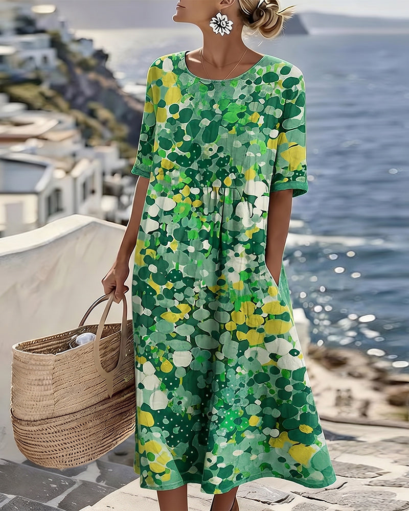 FLEURÉ | LUFTIGES MIDI-KLEID MIT BLUMENPRINT