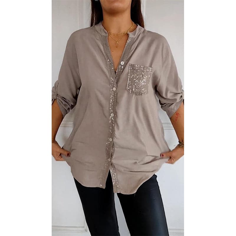 VERITY | BUTTON-UP-HEMD MIT PAILLETTENBESATZ