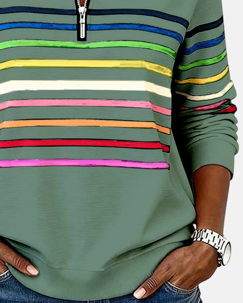 SERENELLE | REGENBOGEN-GESTREIFTES ZIP-SWEATSHIRT