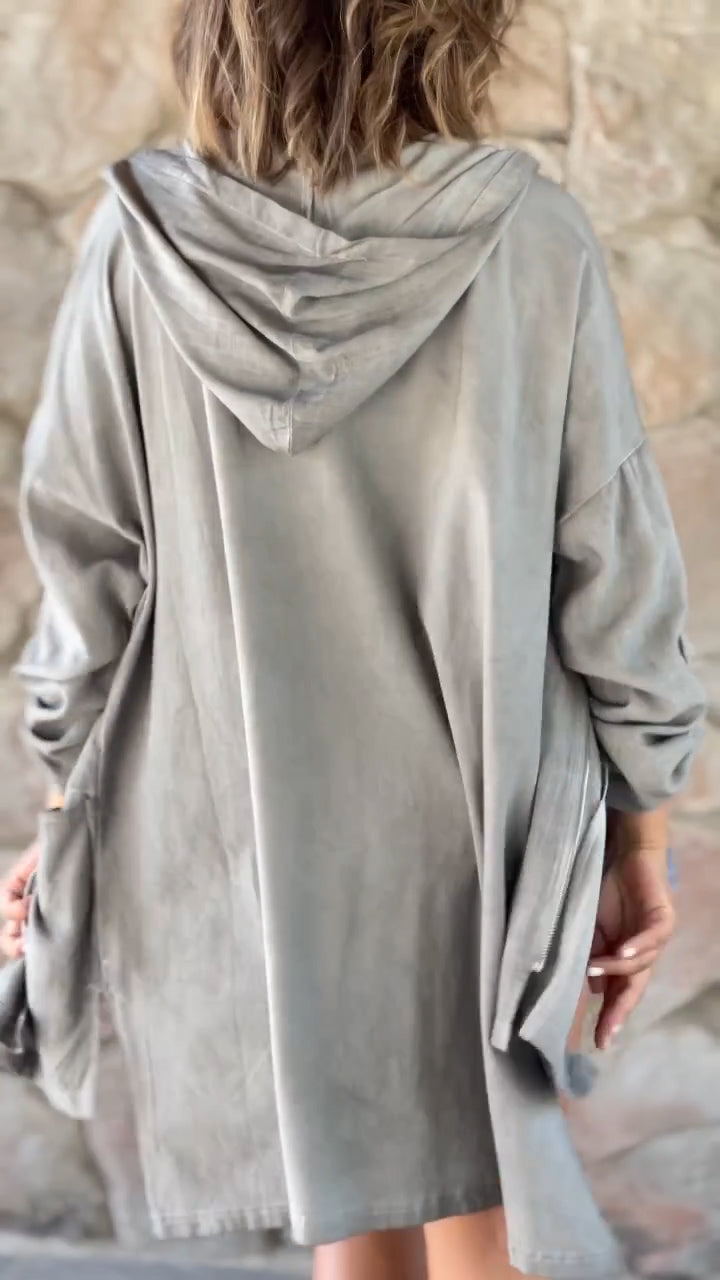 WINIFRED | LEGERE KAPUZENJACKE MIT REISSVERSCHLUSS