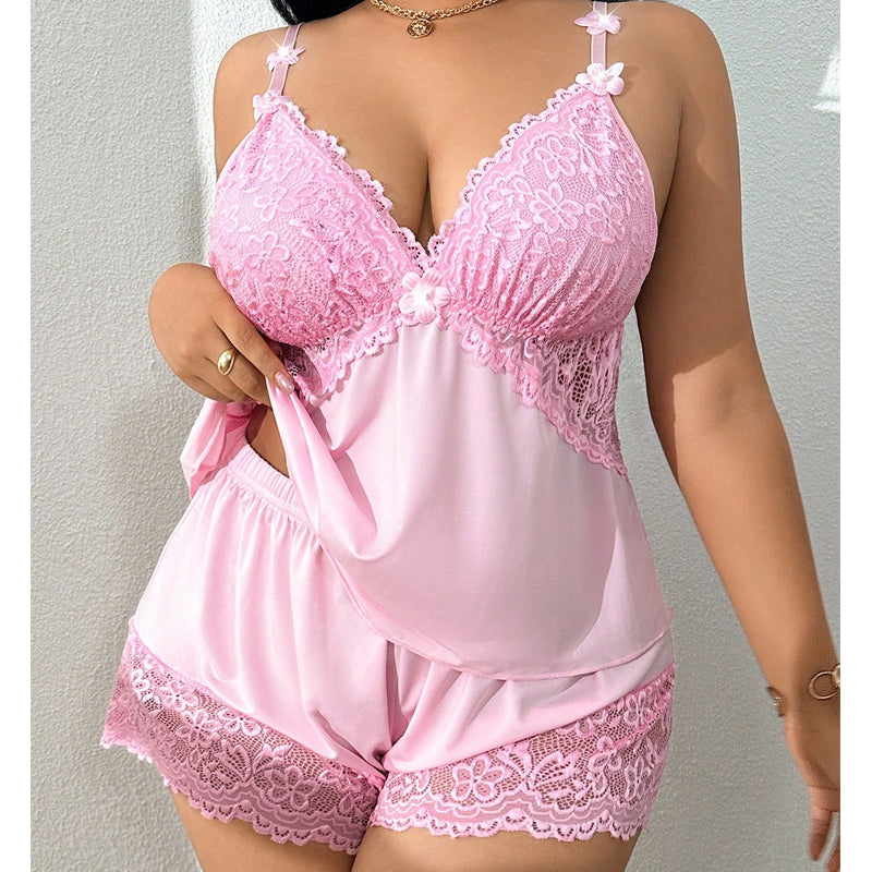 TRUDY | PYJAMA-SET MIT SPITZENBESATZ