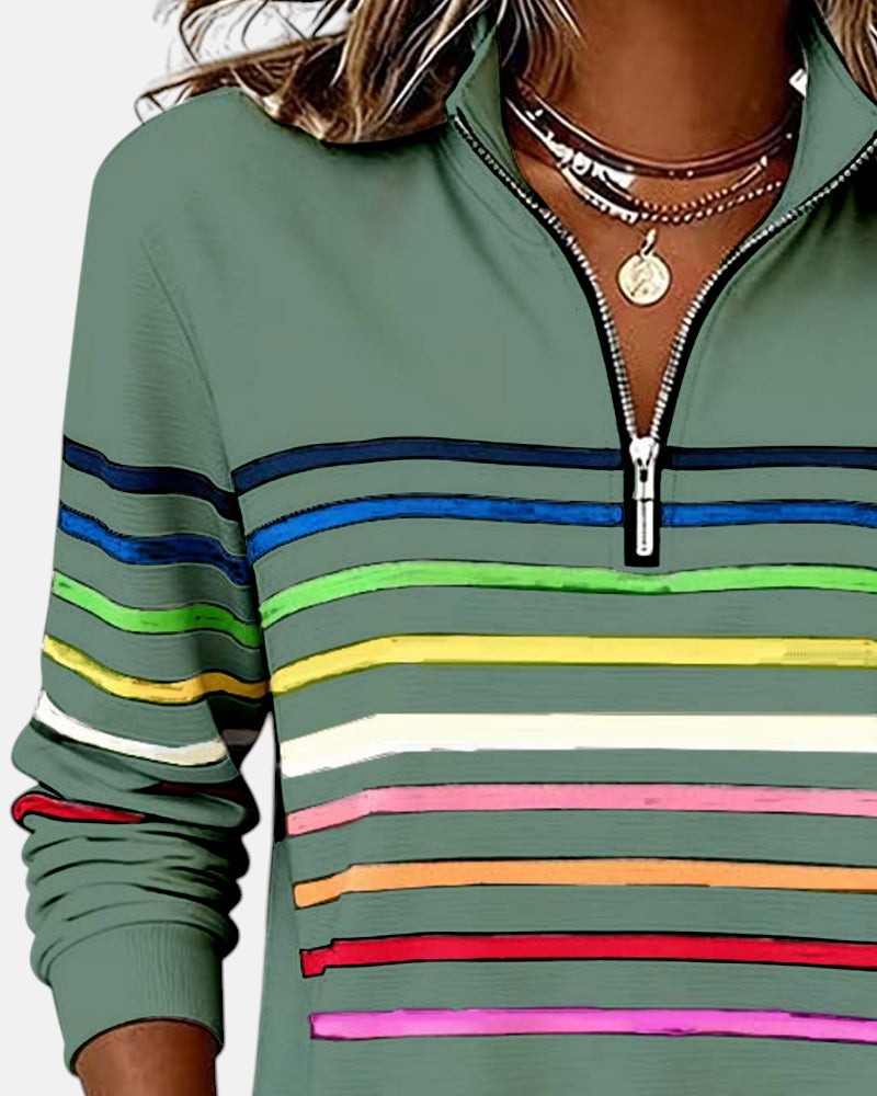 SERENELLE | REGENBOGEN-GESTREIFTES ZIP-SWEATSHIRT