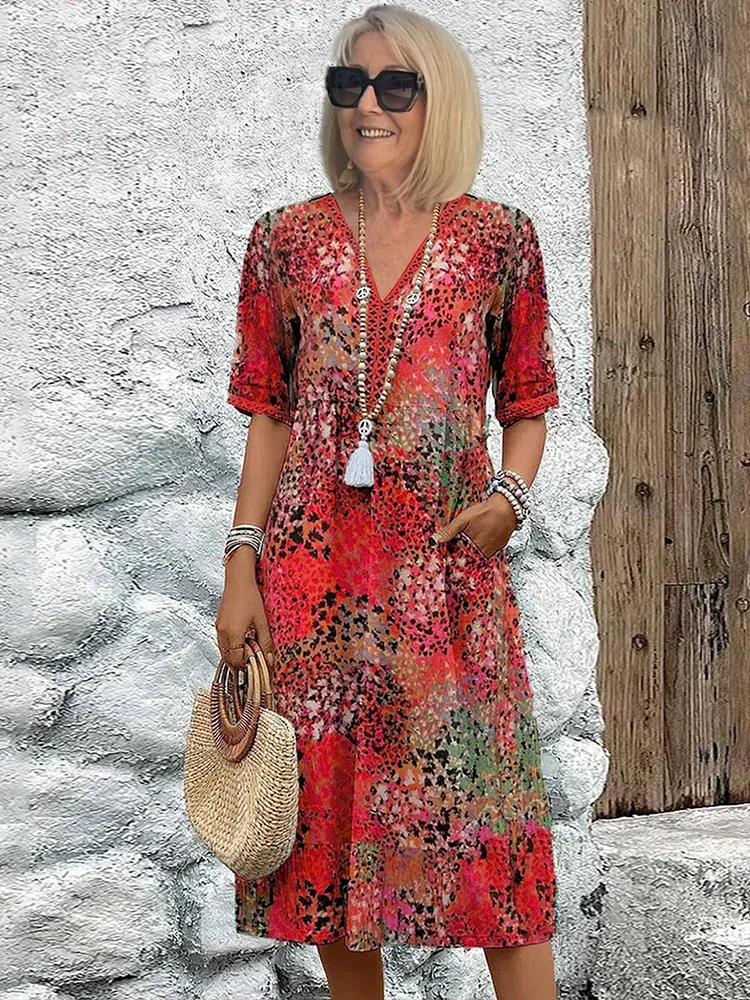 GLORIA | VIBRANTES MIDI-KLEID MIT ELEGANTEM BAUCH-WEG-EFFEKT