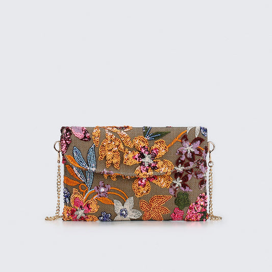 EMBERBLOOM | FLORAL-PAILLETTEN-CLUTCH-UMHÄNGETASCHE