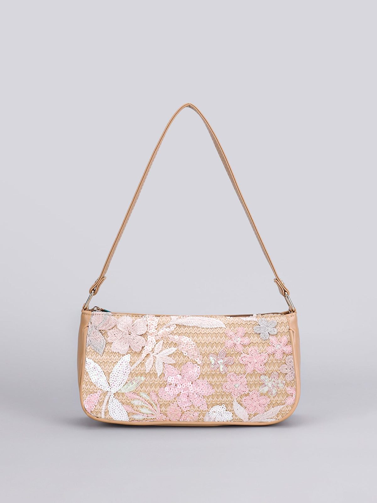 PETALBLUSH | ROSAFARBENE SCHULTERTASCHE MIT BLUMENPAILLETTEN