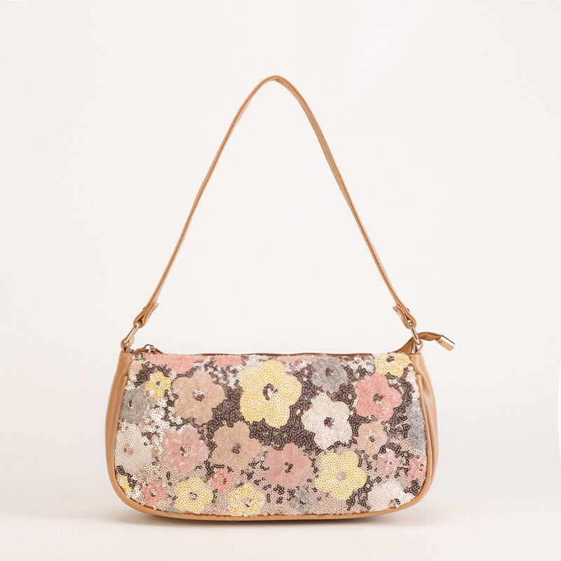 SUNLITBLOOM | PASTELLFARBENE SCHULTERTASCHE MIT BLUMENPAILLETTEN