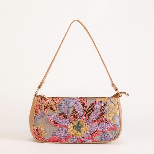 SUNSETBLOOM | MEHRFARBIGE SCHULTERTASCHE MIT BLUMENPAILLETTEN