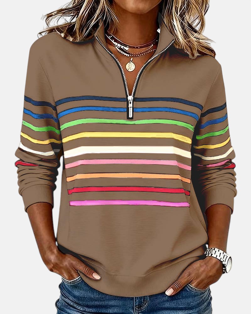SERENELLE | REGENBOGEN-GESTREIFTES ZIP-SWEATSHIRT