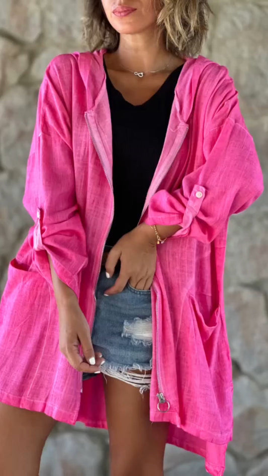 WINIFRED | LEGERE KAPUZENJACKE MIT REISSVERSCHLUSS